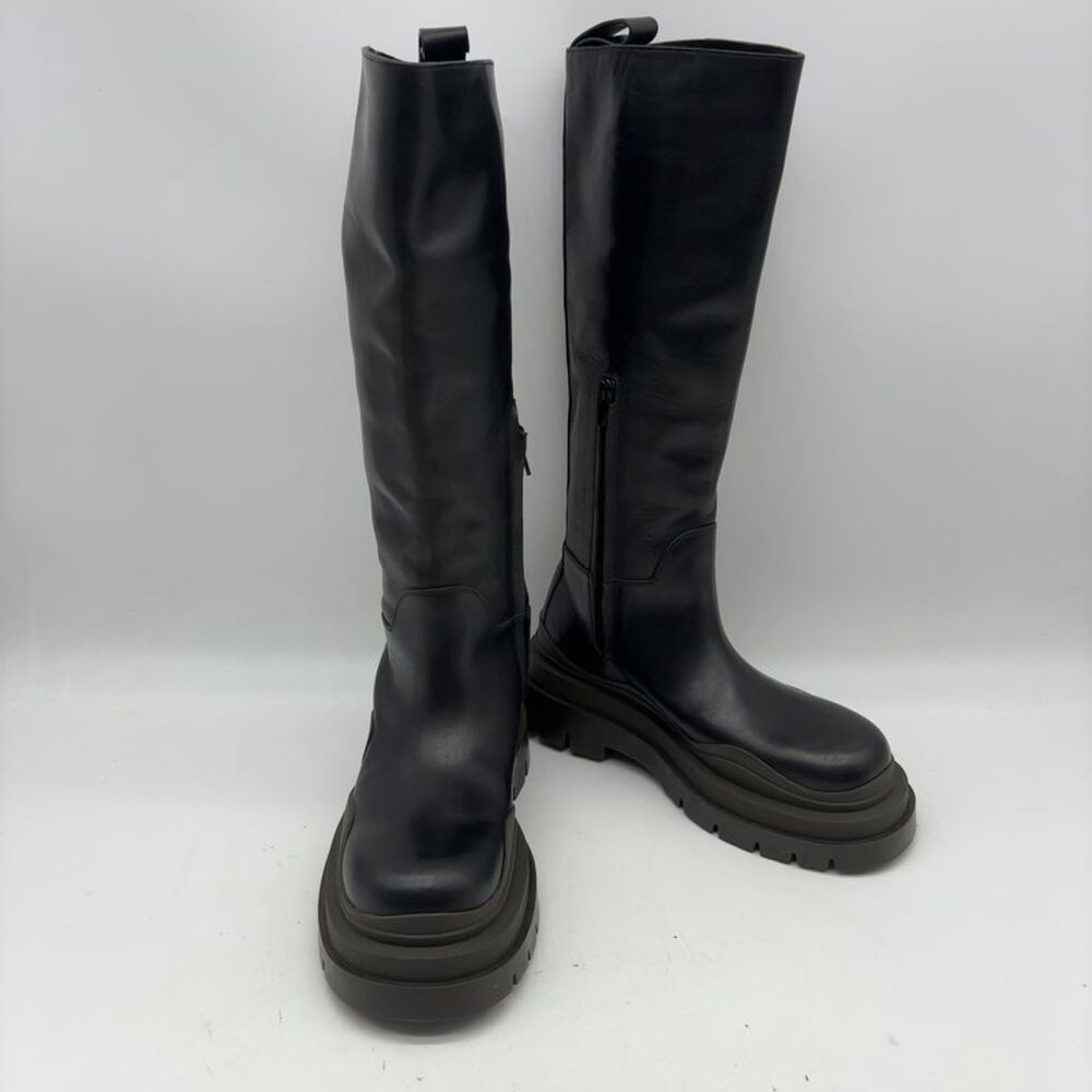Bottega Veneta Black Knee-High Lug Sole Leather Boots